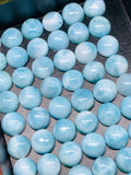 Larimar Cabochon • 8 mm Size • Pack of 2 Pcs • Natural Larimar Round Cabochon • Larimar Cabs • Origin Dominican Republic