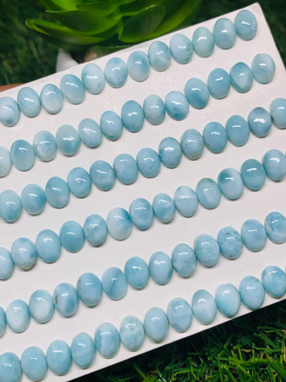 Larimar Cabochon • 6x8 mm Size • Pack of 4 Pcs • Natural Larimar Oval Cabochon • Larimar Cabs • Origin Dominican Republic