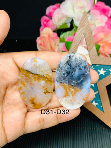 Dendritic Moss Agate Cabochon • Code D31- D32 • AAA Quality •  Natural Dendritic Moss Agate Cabs •  Moss Agate  Pendant