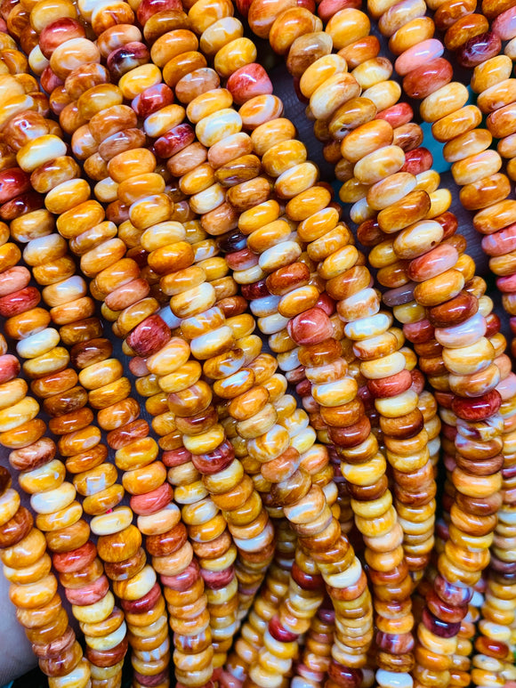 Spiny Shell Oyster Roundel Beads • 6mm Size • 40 cm length • AAA Quality • Natural Shell • Spiny Orange Shell