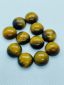 6MM Tiger Eye Round Cabs, Natural Tiger Eye, pack of 6 PCs .yellow Tiger Eye