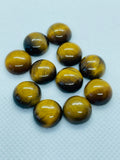 6MM Tiger Eye Round Cabs, Natural Tiger Eye, pack of 6 PCs .yellow Tiger Eye