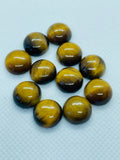 12MM Tiger Eye Round Cabs, Natural Tiger Eye, pack of 6 PCs .yellow Tiger Eye