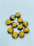 6MM Tiger Eye Round Cabs, Natural Tiger Eye, pack of 6 PCs .yellow Tiger Eye