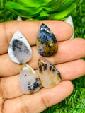 Dendritic Moss Agate Cabochon • Code D76 Size 14-15x22-23 mm Weight 9.3gm •Pack of 4 pcs • AAA Quality •  Natural Dendritic Moss Agate Cabs