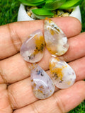 Dendritic Moss Agate Cabochon • Code D77 Size 22-25x14-15 mm Weight 8.8gm •Pack of 4 pcs • AAA Quality •  Natural Dendritic Moss Agate Cabs