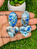 Azurite Turquoise Cabochon • Code A41-A44 • AAA Quality • Natural Azurite Cabs • Azurite Turquoise Pendant
