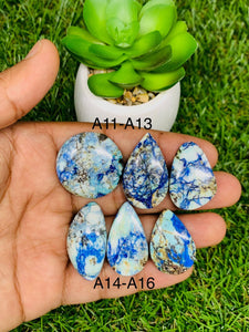 Azurite Turquoise Cabochon •  Code A11-A16 • AAA Quality •  Natural Azurite Cabs • Azurite Turquoise Pendant