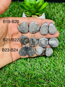 Black Fossil Coral Cabochon Pairs • Code B19-B24 • AAA Quality • AAA Quality  • Natural Fossil coral Cabs