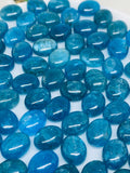 Apatite Cabochon 6X8 mm Size • Pack of 4 Pcs • Code N10 • AAA Quality • Blue Color • Natural Neon Apatite Oval Cabochons
