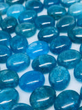 Apatite Cabochon 6X8 mm Size • Pack of 4 Pcs • Code N10 • AAA Quality • Blue Color • Natural Neon Apatite Oval Cabochons