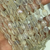 Chalcedony faceted Oval 8X10 MM Faceted ,Pearl coated Chalcedony  Beads, AAA Quality beads . Length 12 Inch.