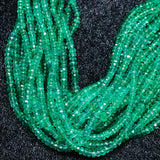 Emerald Faceted Roundel 2.5-3mm , AAAA Quality Emerald, Transparent and strong green, Length 6" , Natural Emerald from Zambia