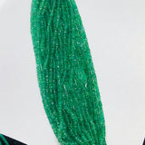 Emerald Faceted Roundel 2.5-3mm , AAAA Quality Emerald, Transparent and strong green, Length 6" , Natural Emerald from Zambia