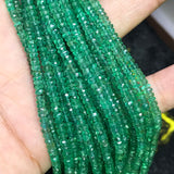 Emerald Faceted Roundel 2.5-3mm , AAAA Quality Emerald, Transparent and strong green, Length 6" , Natural Emerald from Zambia