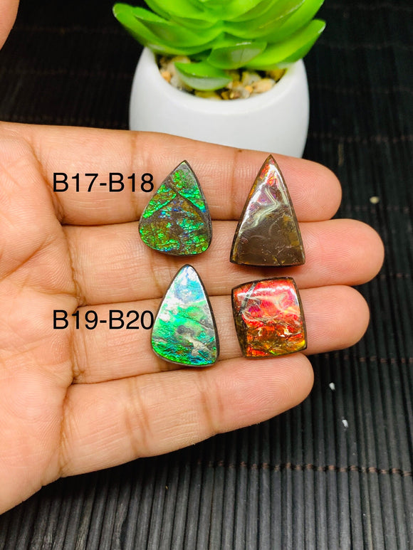 Ammolite Cabochon • Code B17-B20 • AAA Quality • Natural Ammolite Cabochon • Origin Canada