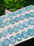 Larimar Cabochon • 10x14 mm Size • Pack of 2 Pcs • Natural Larimar Oval Cabochon • Larimar Cabs • Origin Dominican Republic