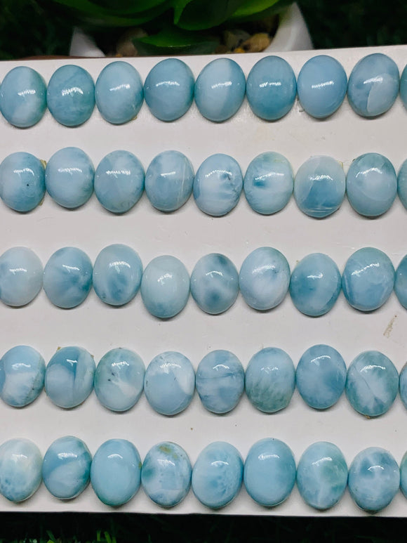 Larimar Cabochon • 8x10 mm Size • Pack of 2 Pcs • Natural Larimar Oval Cabochon • Larimar Cabs • Origin Dominican Republic