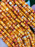 Spiny Shell Oyster Roundel Beads • 6mm Size • 40 cm length • AAA Quality • Natural Shell • Spiny Orange Shell