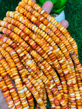 Spiny Shell Oyster Roundel Beads • 8 mm Size • 40 cm length • AAA Quality • Natural Shell • Spiny Orange Shell