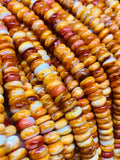 Spiny Shell Oyster Roundel Beads • 8 mm Size • 40 cm length • AAA Quality • Natural Shell • Spiny Orange Shell