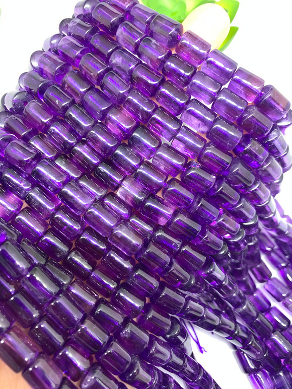 Amethyst 8X10MM • Amethyst Tube shape Beads • Length 40cm, Natural Amethyst • Good Quality • African Amethyst