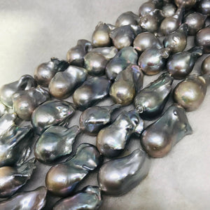 Gray Pearl Baroque Shape -AAA Quality -Size 15-17mm x 23-30 mm, Good Quality Natural Freshwater Pearl Baroque Beads -