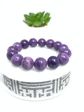 Charoite Bracelet 14 mm size • Code B6 • Length 7.5 Inch Weight 61 gm • Natural Charoite Round Bracelet •  Origin Russia • Charoite Jewelry