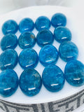 Apatite Cabochon 13x18 mm Size • Pack of 1 Pcs • Code N1 • AAA Quality • Blue Color • Natural Neon Apatite Oval Cabochons