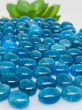 Apatite Cabochon 6X8 mm Size • Pack of 4 Pcs • Code N10 • AAA Quality • Blue Color • Natural Neon Apatite Oval Cabochons
