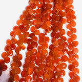 Carnelian Faceted 6MM Heart Shape Briolette , Natural gemstone , orange agate faceted briolette .length 6"
