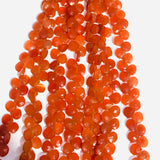 Carnelian Faceted 6MM Heart Shape Briolette , Natural gemstone , orange agate faceted briolette .length 6"