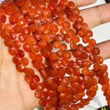 Carnelian Faceted 6MM Heart Shape Briolette , Natural gemstone , orange agate faceted briolette .length 6"