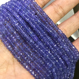 Tanzanite faceted 3-4 MM Roundel , Good Quality Natural tanzanite , Length 15". Tanzanite faceted roundel