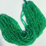 Emerald Faceted Roundel 2.5-3mm , AAAA Quality Emerald, Transparent and strong green, Length 6" , Natural Emerald from Zambia