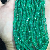 Emerald Faceted Roundel 2.5-3mm , AAAA Quality Emerald, Transparent and strong green, Length 6" , Natural Emerald from Zambia