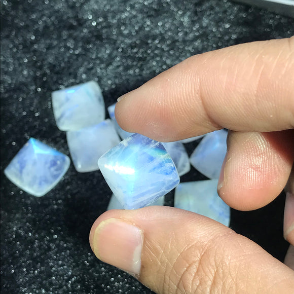 Moonstone 14MM pyramid Cabs, Blue Moonstone , Rainbow Moonstone,  Pack of 1 Pc.