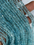 4 MM Aquamarine faceted Roundel Beads •  Length 13 Inch • 5A Quality Transparent Beads • Aquamarine Top Quality Faceted