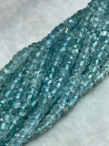 4 MM Aquamarine faceted Roundel Beads •  Length 13 Inch • 5A Quality Transparent Beads • Aquamarine Top Quality Faceted