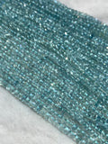 4 MM Aquamarine faceted Roundel Beads •  Length 13 Inch • 5A Quality Transparent Beads • Aquamarine Top Quality Faceted