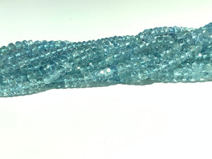 3.50- 4.50 MM Aquamarine faceted Roundel Beads •  Length 13 Inch • 5A Quality Transparent Beads • Aquamarine Top Quality Faceted