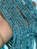 3.50- 4.50 MM Aquamarine faceted Roundel Beads •  Length 13 Inch • 5A Quality Transparent Beads • Aquamarine Top Quality Faceted