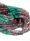 Watermelon Tourmaline faceted Roundel 4 mm Size •  Pink And Blue color beads Fine quality 14" Strand, Tourmaline Top Quality beads.