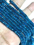 3-5 mm Neon Apatite Faceted Roundel Beads • AAA Quality Beads • 16 Inch Length • Natural  Blue Apatite Beads