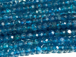 4-5 mm Neon Apatite Faceted Roundel Beads • AAA Quality Beads • 16 Inch Length • Natural  Blue Apatite Beads