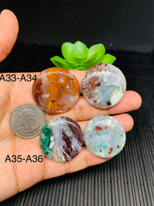 Aqua Chalcedony Cabochon • Code A33- A36 • AAA Quality • Natural Aqua Chalcedony Cabs • Perfect for Jewelry Making • Wire Wrapping Stone