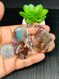 Aqua Chalcedony Cabochon • Code A37- A38 • AAA Quality • Natural Aqua Chalcedony Cabs • Perfect for Jewelry Making • Wire Wrapping Stone