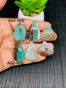 Aqua Chalcedony Cabochon • Code A60- A65 • AAA Quality • Natural Aqua Chalcedony Cabs • Perfect for Jewelry Making • Wire Wrapping Stone