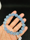 Blue Aquamarine Beaded Bracelet . Length in 7.5 Inch Stretch Bracelet,Code A-10- Aquamarine Bracelet Transparent AAA Grade 40-gm