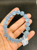 Blue Aquamarine Beaded Bracelet . Length in 7.5 Inch Stretch Bracelet,Code A-9- Aquamarine Bracelet Transparent AAA Grade, weight 32-GM